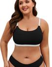 Biquíni esportivo Top American Trends Plus Size preto e branco 3GG