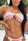 Biquini est excl top amarrar + calcinha off white /laranja p