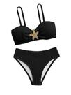 Biquíni, fato de banho Floerns Metal Starfish Textured Girl, preto 9Y
