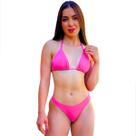 Biquíni Feminino Canelado Asa Delta Cortininha Liso Proteção Uv Moda Praia Piscina Marquinha Bronze