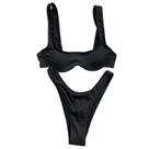 Biquíni feminino conjunto sólido maiô sutiã preenchido de duas peças roupa de banho roupa de praia