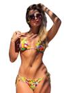 Biquíni Feminino Cortininha Com Bojo Estampado Calcinha Levanta Bumbum e Amarra Lateral