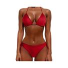 Biquíni Feminino De Verão Leve Com Cintura Alta Em Cor Sólida, Sexy E Fashion Com Fecho Dourado