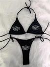 Biquíni Feminino Gótico Punk Y2K com Strass - Estilo Grunge Anos 2000