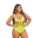 Biquíni Feminino Hot Pants Cintura Alta Verde Neon com Bojo Suplex Poliamida Confortável e Moderno