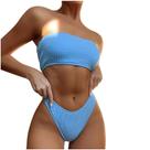 Biquíni feminino sólido de duas peças sexy push-up pad swimwear maiô conjunto de roupa de praia