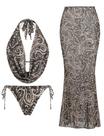 Biquíni feminino ZAFUL, 3 peças, floral, frente única, marrom, S Biquíni feminino ZAFUL, 3 peças, floral, frente única, marrom, S