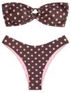 Biquíni feminino ZAFUL Bandeau O Ring sem alças rosa de corte alto