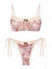 Biquíni feminino ZAFUL com babados, laço, cintura alta, xadreza/floral Biquíni feminino ZAFUL com babados, laço, cintura alta, xadreza/floral