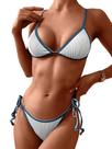 Biquíni feminino ZAFUL com gravata triangular lateral, ponto chicote, 3-branco M