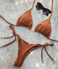 Biquíni Fio Dental Feminino Amarração Lateral - Bronze Perfeito Moda Praia Verão 2026