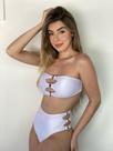 Biquíni Hot Pant Com Argolas Top Faixa Com Bojo Preto
