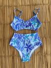 Biquíni Hot Pant Lycra UV50+ Azul Floral Tamanho:M