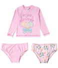 Biquini Infantil 3 Peças Com Filtro Solar Uv50 Tip Top Conjunto Praia Cropped Blusa 2 Calcinhas Bk70