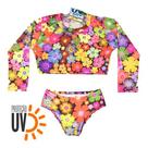 Biquini Infantil + Blusa Cropped Proteção Solar Uv50 Florida