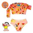 Biquini Infantil + Blusa Cropped Proteção Solar Uv50 Personagem