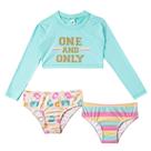 Biquíni Infantil Cropped e 2 Calcinhas Sports Verde Água Tip Top