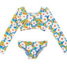 Biquíni Infantil Cropped Manga Longa Floris e Arco-Íris Fábula