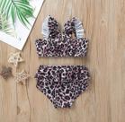 Biquíni Infantil de Bebê Marrom Temático com Estampa De Leopardo