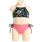 Biquíni Infantil Estampado Floral com Calcinha Rosa Laços