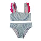 Biquini Infantil Listrado Babado Azul e Rosa 6 Anos - Basic +