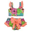 Biquíni Infantil Proteção UPF50+ Bebê c/ laço - Bandana Neon