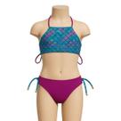 Biquíni Infantil Sereia Escamas e Roxo Halter com Laços Biquíni Infantil Sereia Escamas e Roxo Halter com Laços