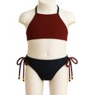 Biquíni Infantil Terracota e Azul Marinho Halter com Laços