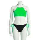 Biquíni Infantil Verde Neon Preto Halter com Laços Laterais