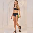 Biquíni Juvenil em Malha Jacquard Texturizada UV Dry50+ Preto - Lilimoon