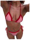 Biquíni MakeMechic feminino de bolinhas, tanga triangular, vermelha XS