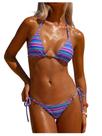 Biquíni MakeMechic Listrado Triangular Tanga Feminina Azul Real Biquíni MakeMechic Listrado Triangular Tanga Feminina Azul Real