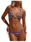 Biquíni MakeMechic, listrado triangular, tanga, frente única, feminina Biquíni MakeMechic, listrado triangular, tanga, frente única, feminina