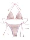 Biquíni MakeMechic Listrado Triangular Tanga Halter Rosa Claro XS
