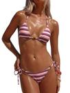 Biquíni MakeMechic, listrado, triangular, tanga, roxo, rosa Biquíni MakeMechic, listrado, triangular, tanga, roxo, rosa