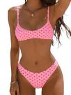 Biquíni MakeMechic, tanga feminina de bolinhas, corte alto, rosa