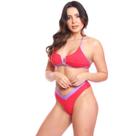 Biquíni Meia Taça Cortininha Praia Aviador Feminino Bojo Fio Dental Banho Aro V Textura Asa Delta Duplo Cintura Alta