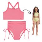 Biquíni Menina Infantil Malha com Proteção UV 50+ Rosa Kukiê