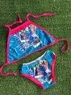 Biquini Menina Infantil Temático 2 Peças Stitch Borda Vermelho