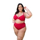 Biquíni Moda Praia Plus Size Hot Pants Meia Taça Retrô Canelado Blogueiras