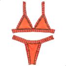 Biquíni Neon Crochê Fitas Laranja Cappuccino Tendência Beachwear