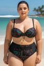 Biquíni Plus Size Com Bojo, Sunquíni, Preto, Estampa Digital, Tam.52