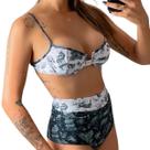Biquíni Preto e Branco Estampado Hot Pants Beach- Enfim