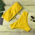 Biquini Push Up Feminino - Cintura Alta, Acolchoado e Alças - Modelo Sólido 2024 Biquini Push Up Feminino - Cintura Alta, Acolchoado e Alças - Modelo Sólido 2024