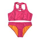 Biquini Top Atletico Macrame Rosa Neon e Laranja