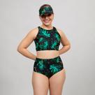 Biquíni Top Cropped com Bojo + Calcinha Hot Pant Estampado Uv Praia Piscina + Brinde Viseira