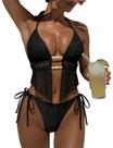 Biquíni ZAFUL Colorblock Halter de 2 peças preto GG feminino