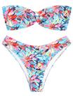 Biquíni ZAFUL feminino Bandeau O Ring sem alças com estampa floral