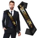 Birthday Sash Thinp Birthday King Black Satin para homens