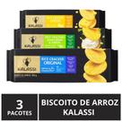 Biscoito de Arroz Importado, Kalassi, 3 Pacotes de 100g